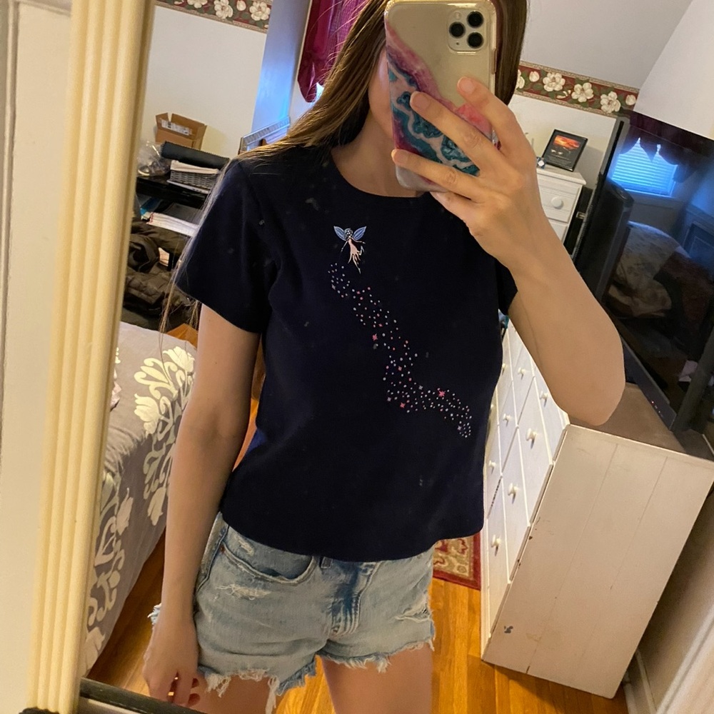 Vintage Xhiliration baby tee crop top fairy glitter graphic y2k navy blue 💙🧚